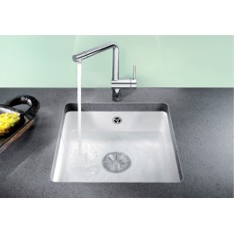 Мойка Blanco SUBLINE 375-U керамика отводная арматура InFino® серый алюминий