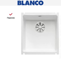 Мойка Blanco SUBLINE 375-U керамика отводная арматура InFino® глянцевый белый