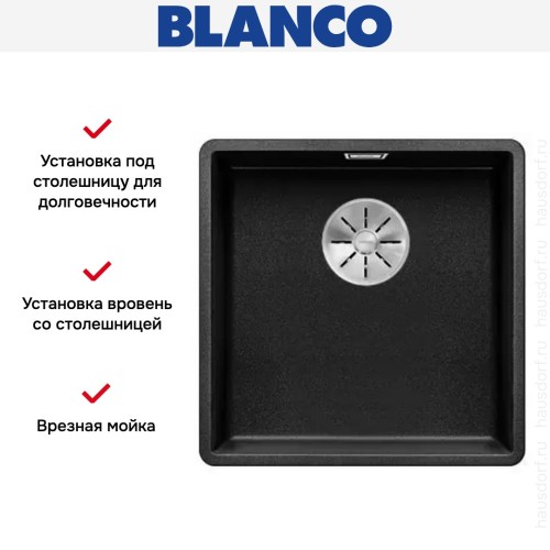 Мойка Blanco SUBLINE 400-F отводная арматура InFino® антрацит
