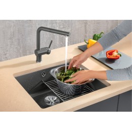 Мойка Blanco SUBLINE 500-U керамика отводная арматура InFino® базальт