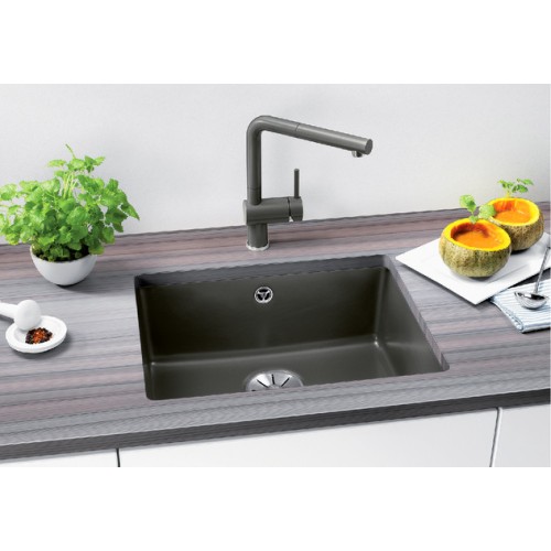 Мойка Blanco SUBLINE 500-U керамика отводная арматура InFino® базальт