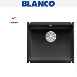 Мойка Blanco SUBLINE 500-U керамика отводная арматура InFino® черный