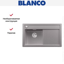 Мойка Blanco ZENAR 45S чаша слева клапан-автомат InFino алюметаллик