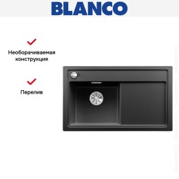 Мойка Blanco ZENAR 45S чаша слева клапан-автомат InFino антрацит
