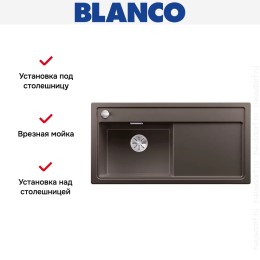 Мойка Blanco ZENAR XL 6 S чаша слева, доска стекло клапан-автомат InFino® кофе