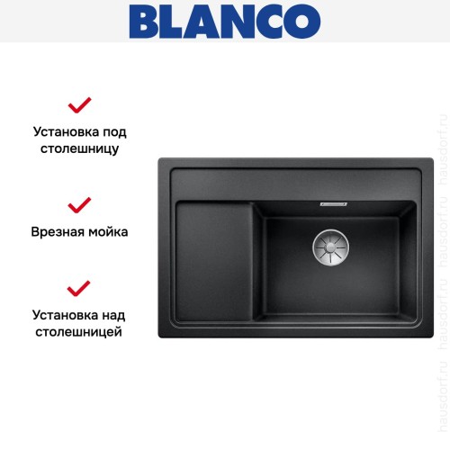 Мойка Blanco ZENAR XL 6 S Compact чаша справа, доска стекло клапан-автомат InFino® антрацит