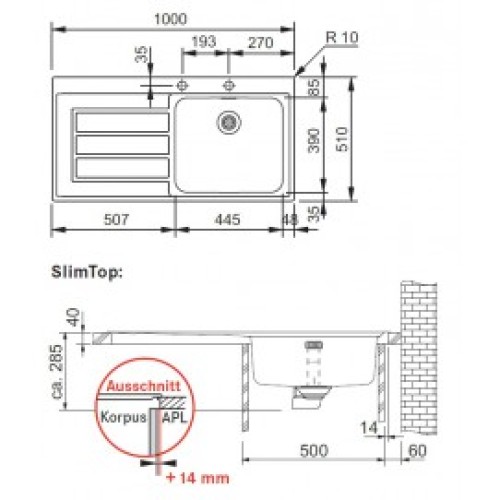 Мойка Franke EOX 211 крыло слева