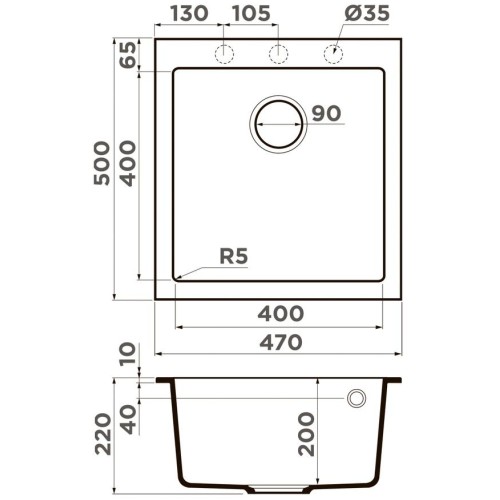 Мойка Omoikiri BOSEN 47-BL