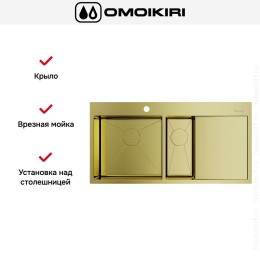 Мойка Omoikiri AKISAME 100-2 LG-L крыло справа