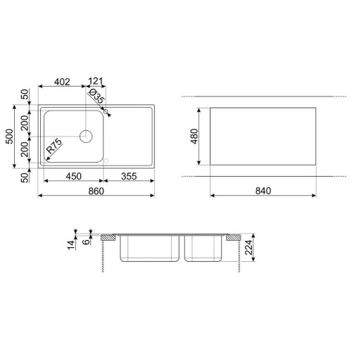 Мойка Smeg LGR861-2