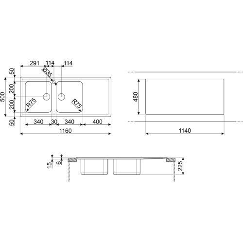 Мойка Smeg LLR116-2