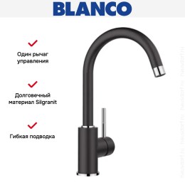 Смеситель Blanco MIDA 526145 Silgranit черный