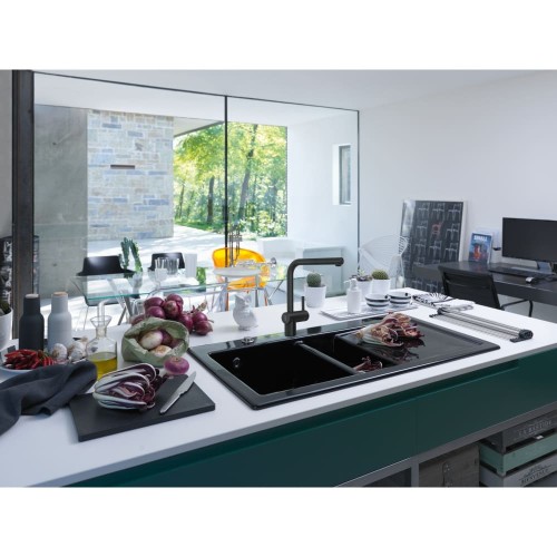 Смеситель Franke Atlas Neo Sensor выдвижной шланг черный матовый