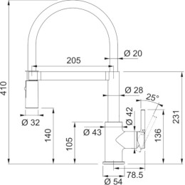 Смеситель Franke Lina Semi-pro с выдвижным шлангом черный матовый