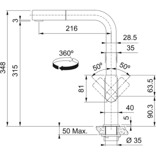 Смеситель Franke Mythos Nozzle нержавеющая сталь