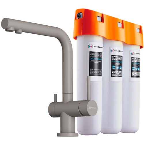 Комплект смесителя Omoikiri NAGANO GR-P + PURE DROP LITE