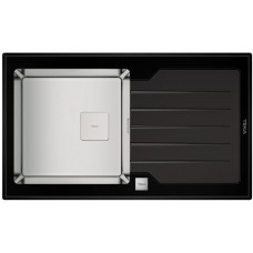 Кухонная мойка Teka Diamond RS15 1B 1D 86, черное стекло, 115100011