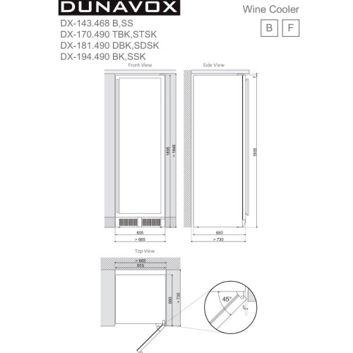 Винный шкаф Dunavox DX-143.468B