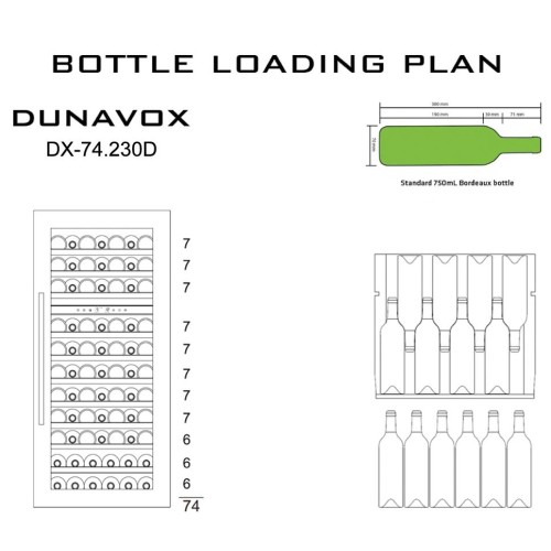 Винный шкаф Dunavox DX-74.230DB купить в Москве и Санкт-Петербурге