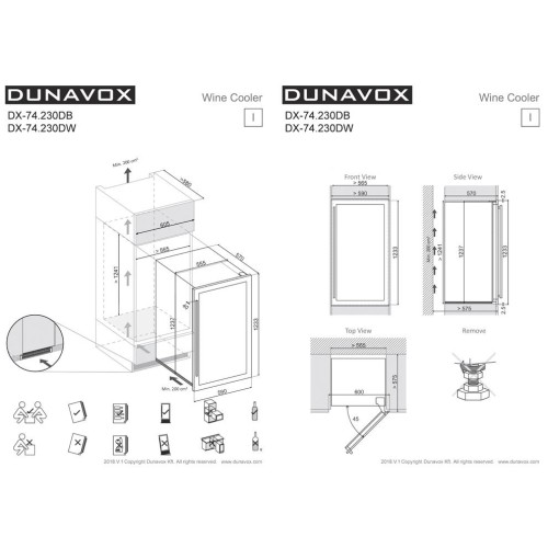 Винный шкаф Dunavox DX-74.230DB купить в Москве и Санкт-Петербурге