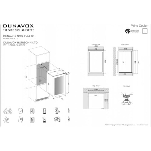 Встраиваемый винный шкаф Dunavox DVH-44.120DB.TO