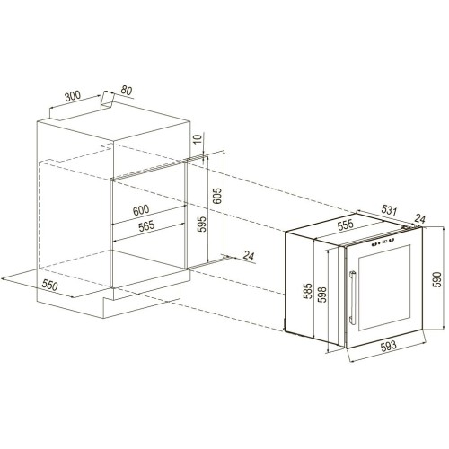 Встраиваемый винный шкаф Krona BADEN 60/30 BL