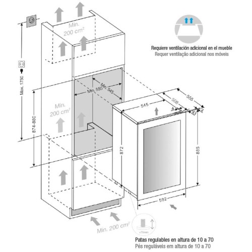 Встраиваемый винный шкаф Pando PVMA 88-49 PAR