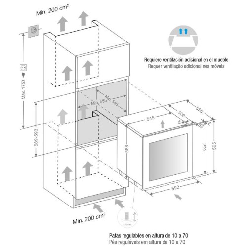 Встраиваемый винный шкаф Pando PVMAP 60-25 PAR