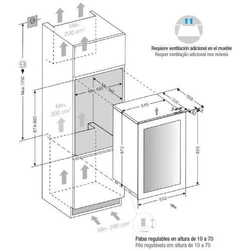 Встраиваемый винный шкаф Pando PVMAP 88-49 PAR