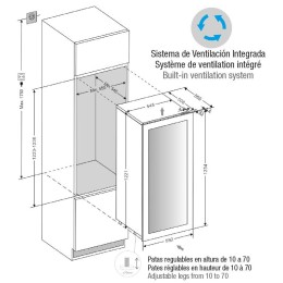 Встраиваемый винный шкаф Pando PVMAV 124-70CRR