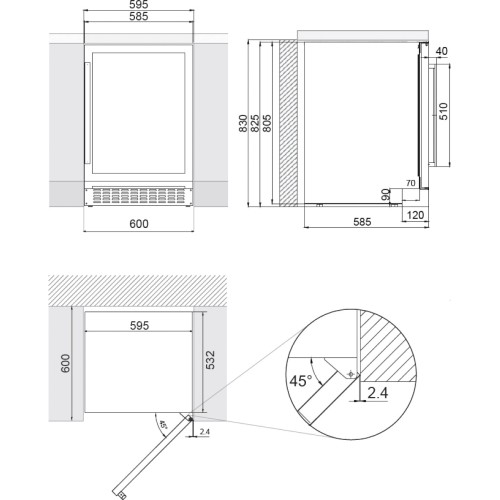 Встраиваемый винный шкаф Pando PVMB 60-46CRR