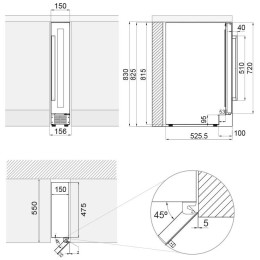 Встраиваемый винный шкаф Pando PVZB 15-9 XL