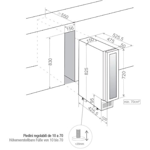 Встраиваемый винный шкаф Pando PVZB 15-9 CRR