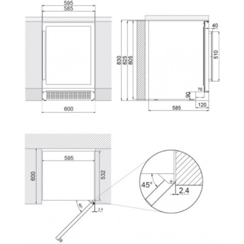 Встраиваемый винный шкаф Pando PVZB 60-46CRL