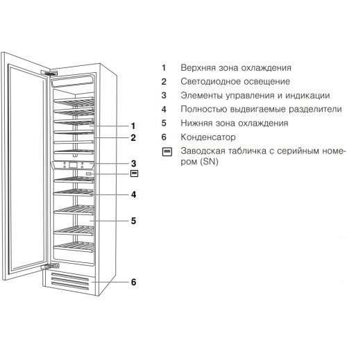 Встраиваемый винный шкаф V-Zug WineCooler V6000 Supreme WC6T-51097 L