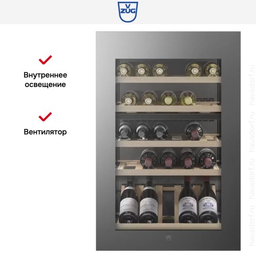 Встраиваемый винный шкаф V-ZUG WineCooler V4000 90 WC4T-51102 L платина